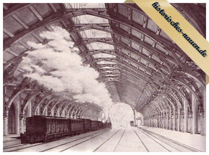 Hamburg Berliner-Bahnhof Bahnhofshalle um 1870 - Eisenbahn in Nauen