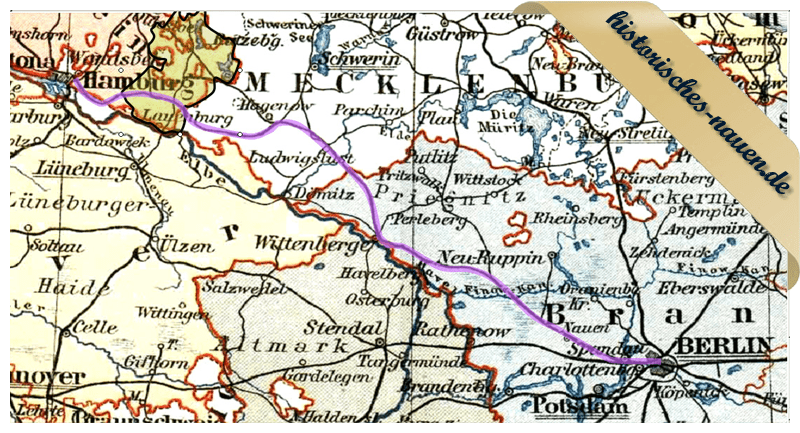 Streckenführung Berlin-Hamburg 1846